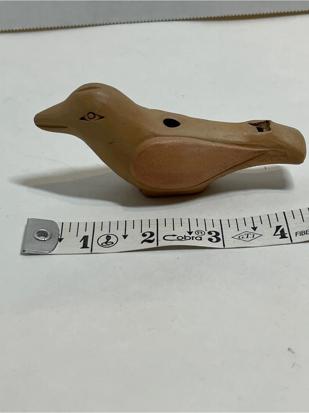 Primitive carved clay bird whistle unique and works 4.5” X 2.75” no signature